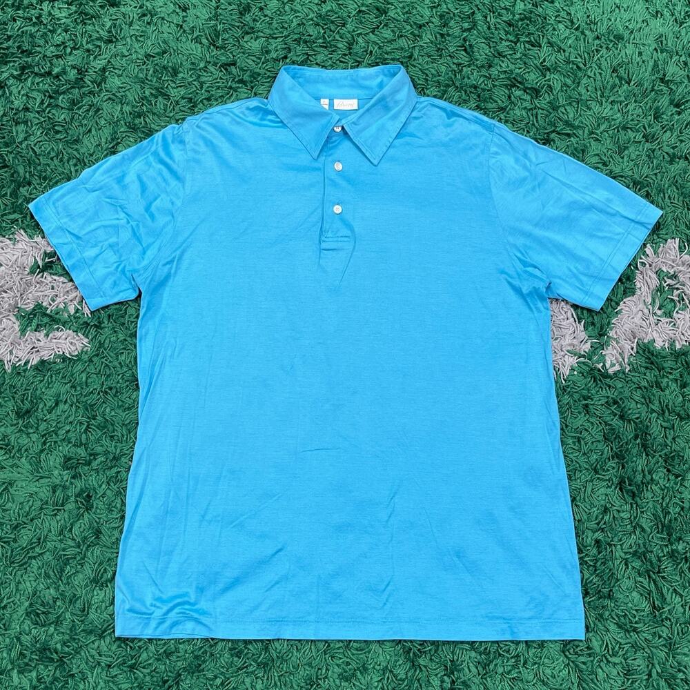 Brioni Mens Light Blue Short Sleeve Polo Shirt Size XL B13
